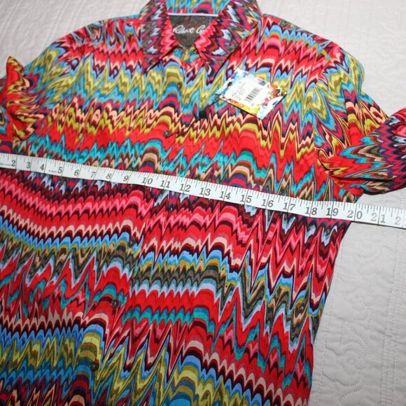 Robert Graham Womens Gabriela Chevron Print Rainbow Colorful Blouse Size Med NWT - Picture 10 of 11